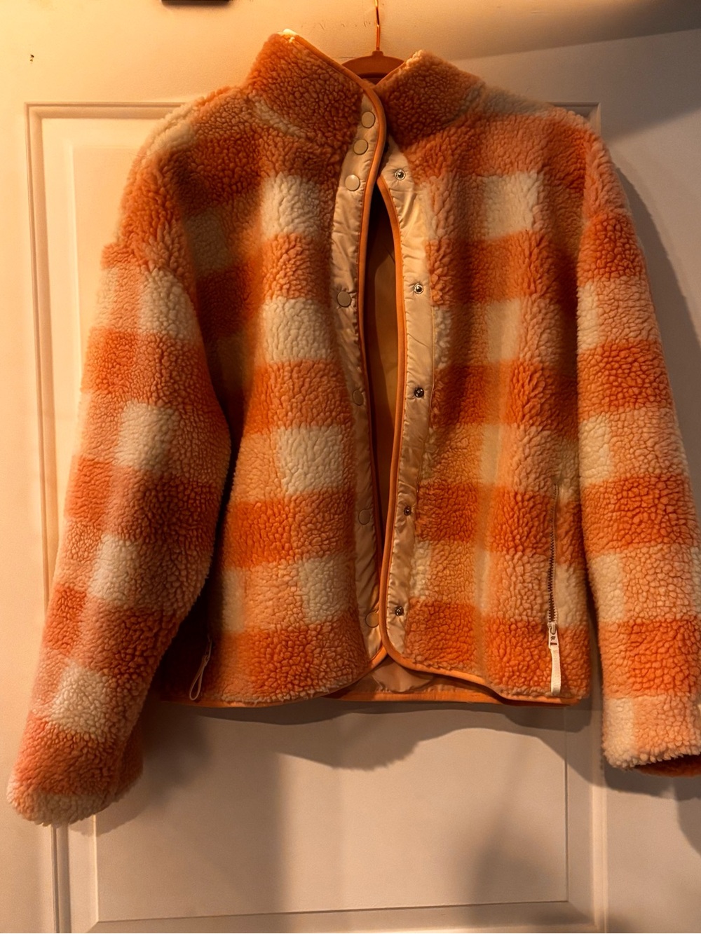 Fabletics Teddy Sherpa Shacket Jacket | Medium | Pink Buffalo Check Fleece